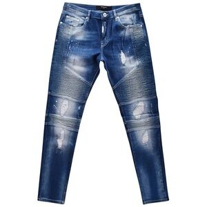 Represent Clo. Distressed Painted Biker Jeans